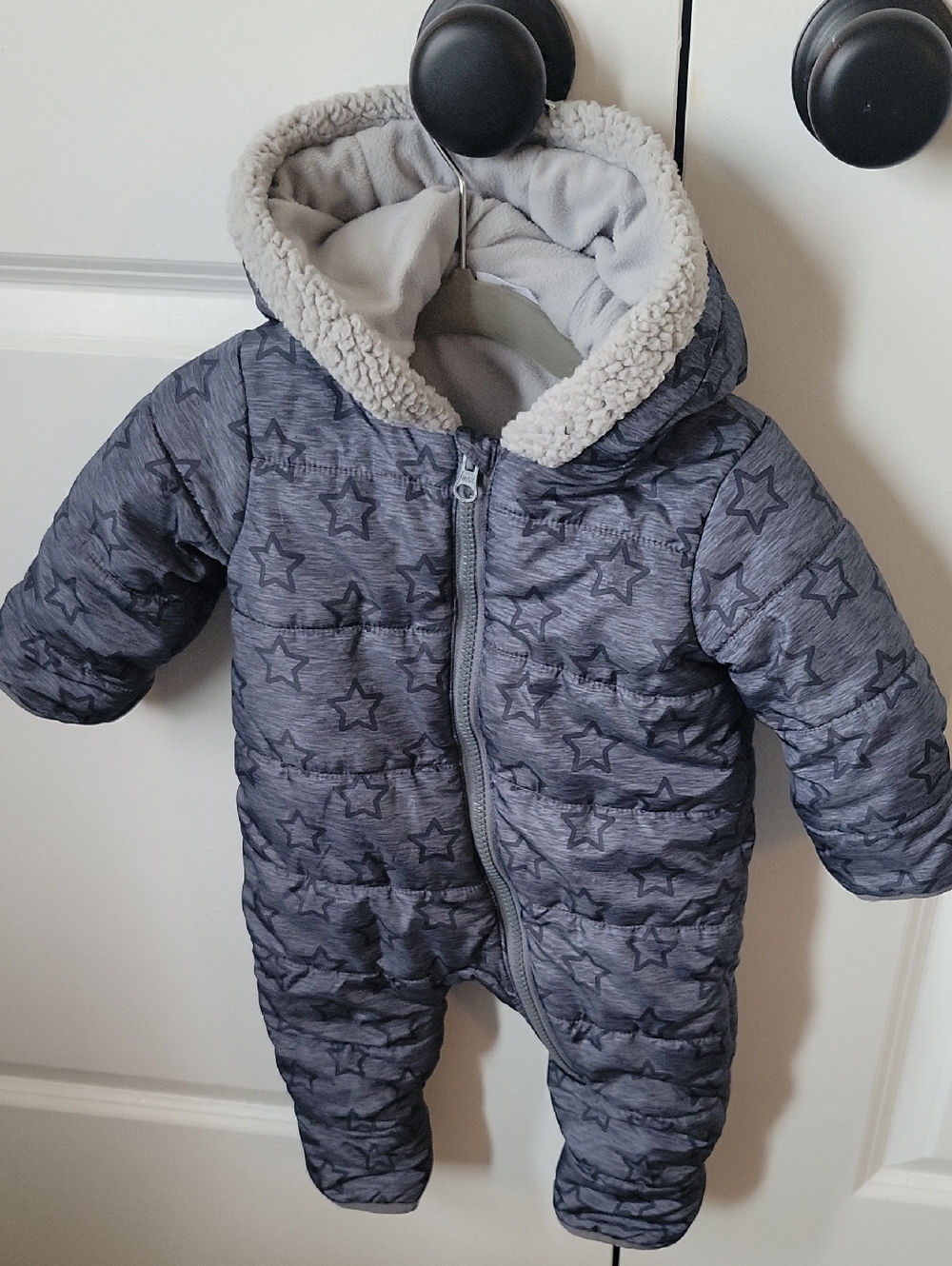 wonder nation Gray Plush Lined Baby Snowsuit